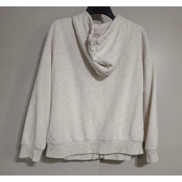 Old Navy Speckled Knit Zip Up Hoodie Sweatshirt Cream Oversized Size M - Picture 3 of 6